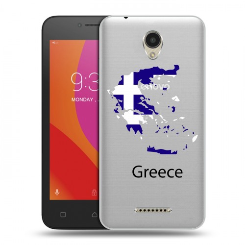 Полупрозрачный дизайнерский пластиковый чехол для Lenovo Vibe B флаг греции