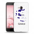Полупрозрачный дизайнерский пластиковый чехол для HTC U Play флаг греции