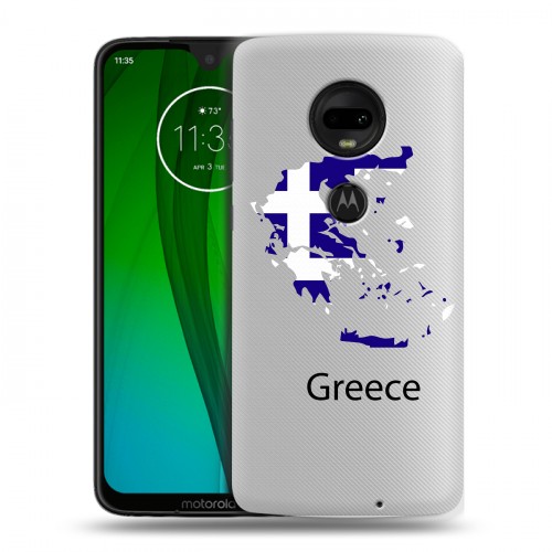 Полупрозрачный дизайнерский силиконовый чехол для Motorola Moto G7 флаг греции