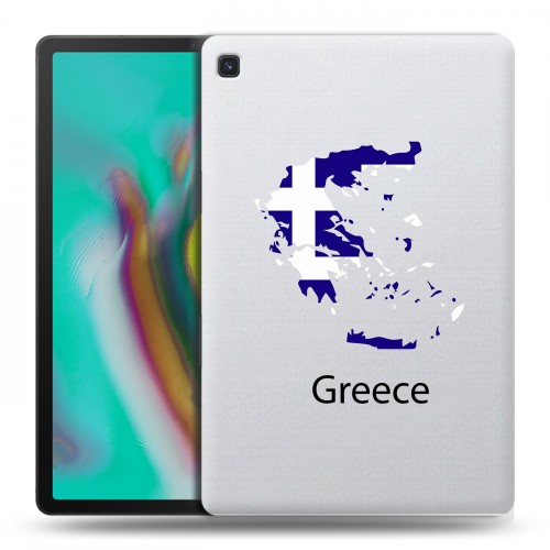 Полупрозрачный дизайнерский пластиковый чехол для Samsung Galaxy Tab S5e флаг греции