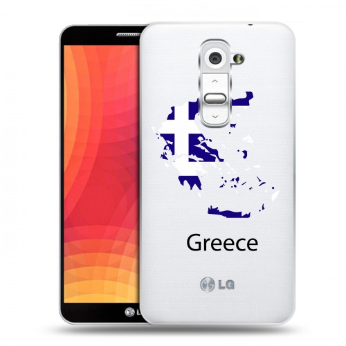 Полупрозрачный дизайнерский пластиковый чехол для LG Optimus G2 флаг греции