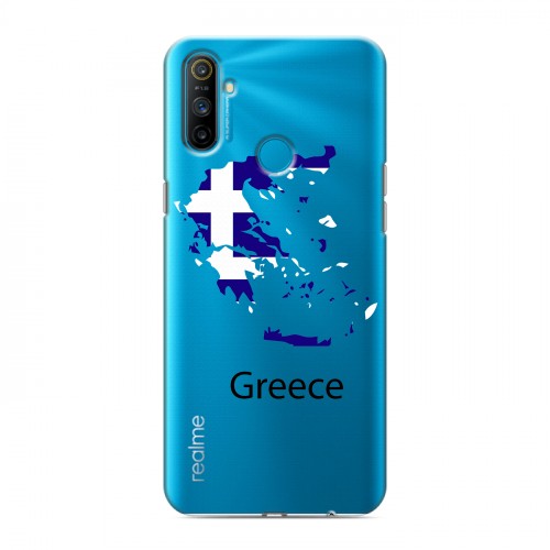 Полупрозрачный дизайнерский пластиковый чехол для Realme C3 флаг греции