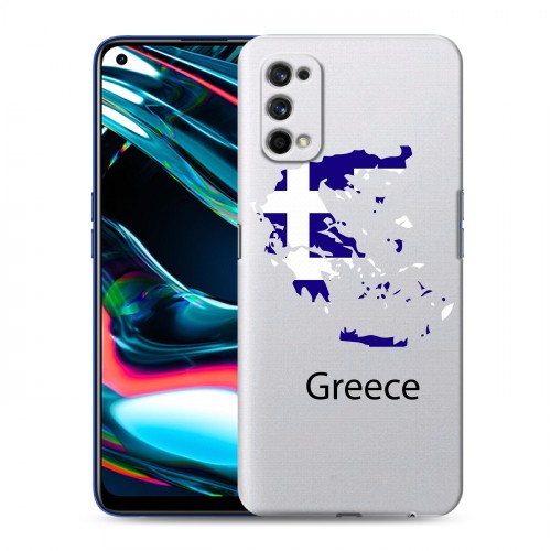 Полупрозрачный дизайнерский силиконовый с усиленными углами чехол для Realme 7 Pro флаг греции