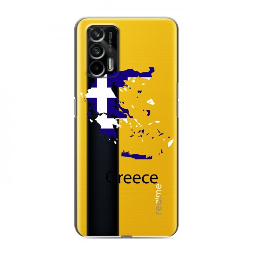 Полупрозрачный дизайнерский силиконовый чехол для Realme GT флаг греции