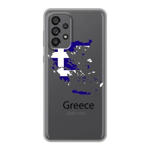 Полупрозрачный дизайнерский пластиковый чехол для Samsung Galaxy A73 5G флаг греции