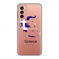 Полупрозрачный дизайнерский силиконовый с усиленными углами чехол для Samsung Galaxy M23 5G флаг греции