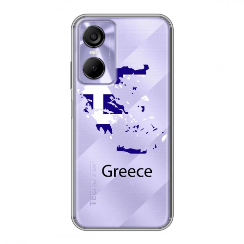 Полупрозрачный дизайнерский силиконовый чехол для Tecno Pop 6 Pro флаг греции