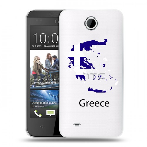 Полупрозрачный дизайнерский силиконовый чехол для HTC Desire 300 флаг греции