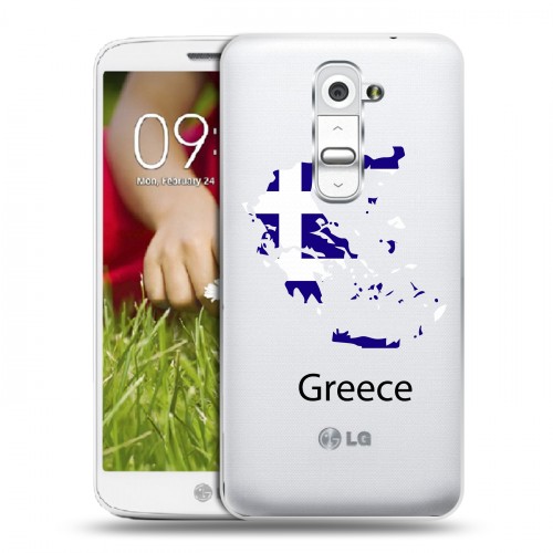 Полупрозрачный дизайнерский пластиковый чехол для LG Optimus G2 mini флаг греции