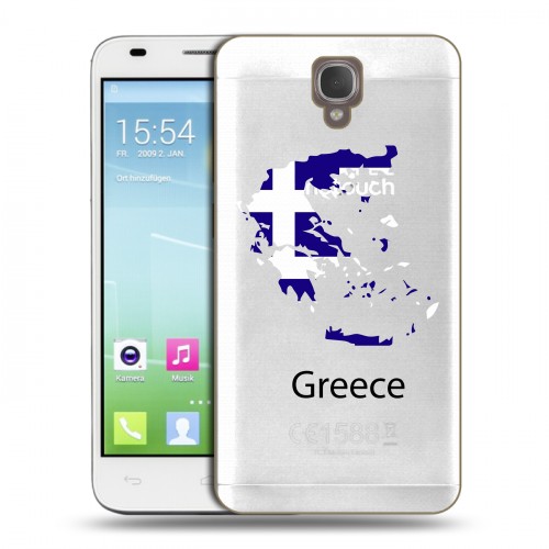Полупрозрачный дизайнерский пластиковый чехол для Alcatel One Touch Idol 2 S флаг греции