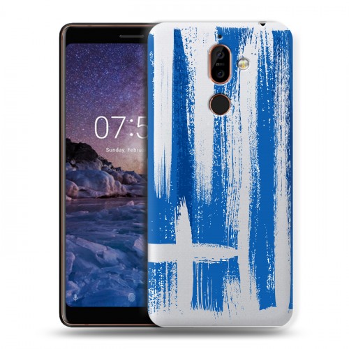 Полупрозрачный дизайнерский пластиковый чехол для Nokia 7 Plus флаг греции