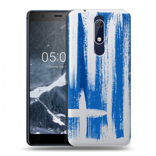 Полупрозрачный дизайнерский пластиковый чехол для Nokia 5.1 флаг греции