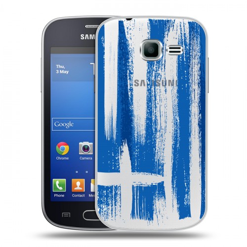 Полупрозрачный дизайнерский пластиковый чехол для Samsung Galaxy Trend Lite флаг греции