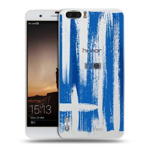 Полупрозрачный дизайнерский силиконовый чехол для Huawei Honor 6 Plus флаг греции