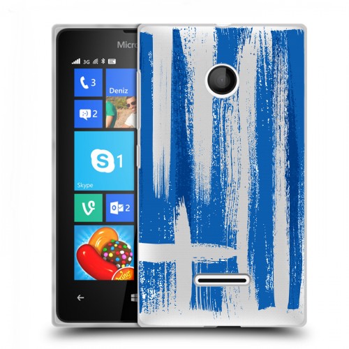 Полупрозрачный дизайнерский пластиковый чехол для Microsoft Lumia 435 флаг греции