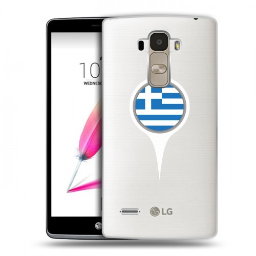 Полупрозрачный дизайнерский пластиковый чехол для LG G4 Stylus флаг греции