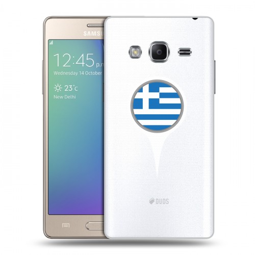 Полупрозрачный дизайнерский пластиковый чехол для Samsung Z3 флаг греции