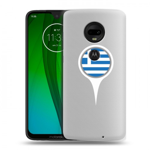 Полупрозрачный дизайнерский силиконовый чехол для Motorola Moto G7 флаг греции
