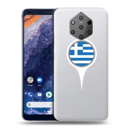 Полупрозрачный дизайнерский силиконовый чехол для Nokia 9 PureView флаг греции