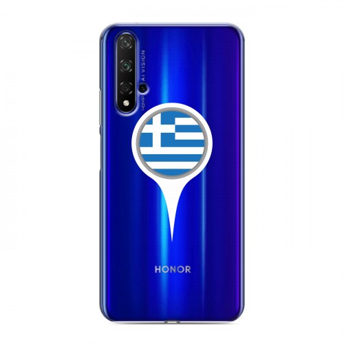 Полупрозрачный дизайнерский пластиковый чехол для Huawei Honor 20 флаг греции