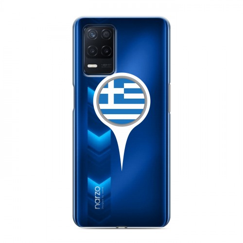 Полупрозрачный дизайнерский пластиковый чехол для Realme Narzo 30 5G флаг греции