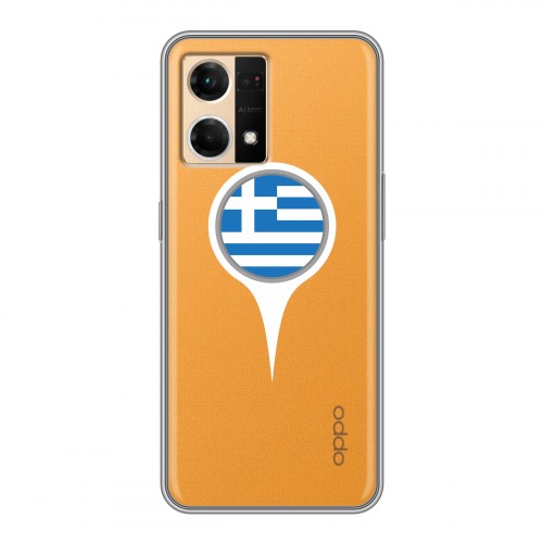 Полупрозрачный дизайнерский силиконовый с усиленными углами чехол для OPPO Reno7 флаг греции