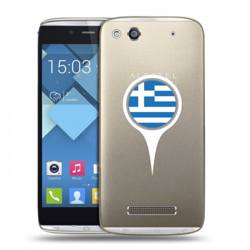 Полупрозрачный дизайнерский пластиковый чехол для Alcatel One Touch Idol Alpha флаг греции