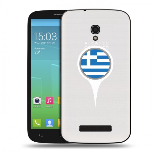 Полупрозрачный дизайнерский пластиковый чехол для Alcatel One Touch Pop S9 флаг греции