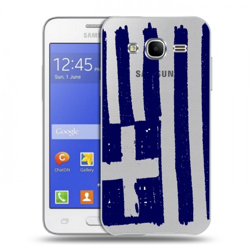 Полупрозрачный дизайнерский пластиковый чехол для Samsung Galaxy J7 флаг греции