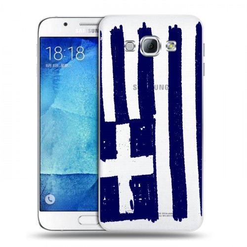 Полупрозрачный дизайнерский пластиковый чехол для Samsung Galaxy A8 флаг греции