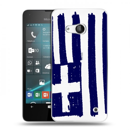 Полупрозрачный дизайнерский пластиковый чехол для Microsoft Lumia 550 флаг греции
