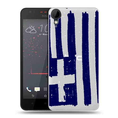 Полупрозрачный дизайнерский пластиковый чехол для HTC Desire 825 флаг греции