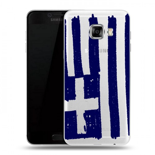 Полупрозрачный дизайнерский пластиковый чехол для Samsung Galaxy C5 флаг греции