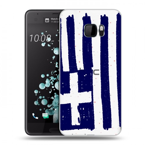 Полупрозрачный дизайнерский пластиковый чехол для HTC U Ultra флаг греции