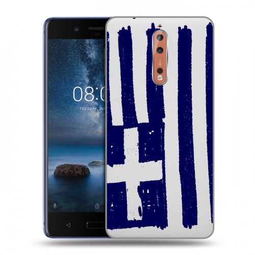 Полупрозрачный дизайнерский пластиковый чехол для Nokia 8 флаг греции