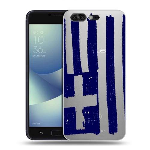 Полупрозрачный дизайнерский силиконовый чехол для ASUS ZenFone 4 Pro флаг греции