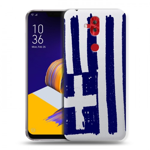 Полупрозрачный дизайнерский пластиковый чехол для ASUS ZenFone 5 Lite флаг греции