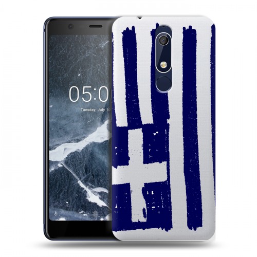 Полупрозрачный дизайнерский пластиковый чехол для Nokia 5.1 флаг греции