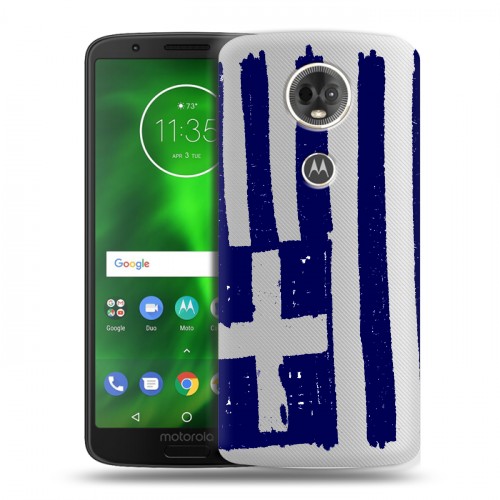 Полупрозрачный дизайнерский пластиковый чехол для Motorola Moto E5 Plus флаг греции