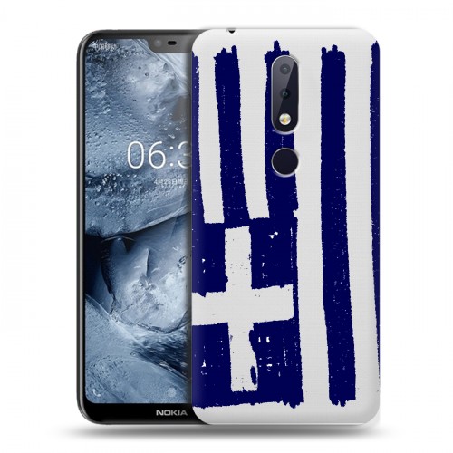 Полупрозрачный дизайнерский пластиковый чехол для Nokia 6.1 Plus флаг греции