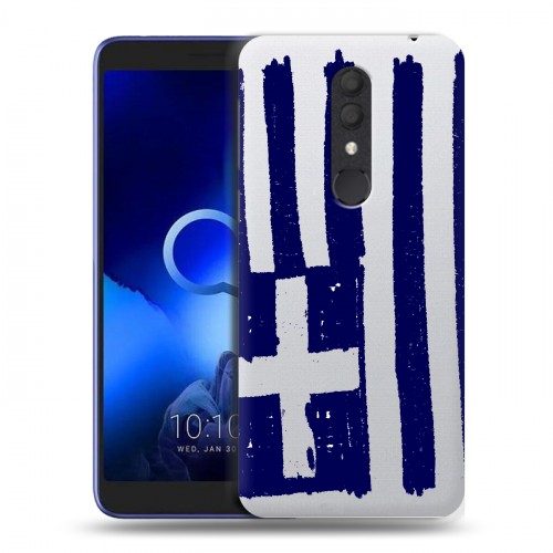Полупрозрачный дизайнерский пластиковый чехол для Alcatel 1X (2019) флаг греции