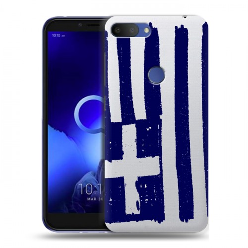 Полупрозрачный дизайнерский пластиковый чехол для Alcatel 1S (2019) флаг греции