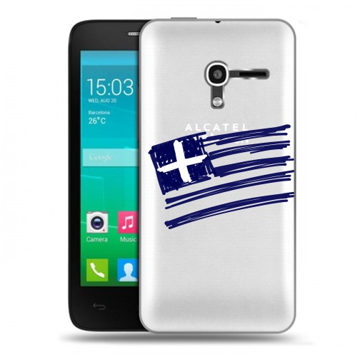 Полупрозрачный дизайнерский пластиковый чехол для Alcatel One Touch Pop D3 флаг греции