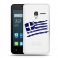 Полупрозрачный дизайнерский пластиковый чехол для Alcatel One Touch Pixi 3 (4.0) флаг греции