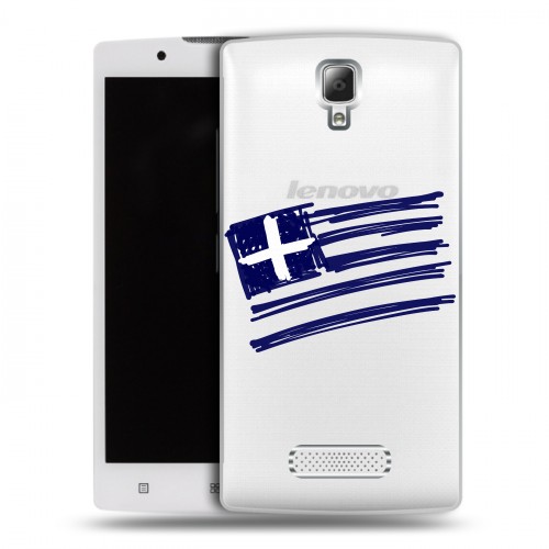 Полупрозрачный дизайнерский пластиковый чехол для Lenovo A2010 флаг греции