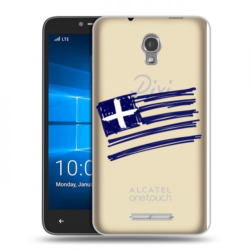 Полупрозрачный дизайнерский пластиковый чехол для Alcatel OneTouch Pixi First флаг греции