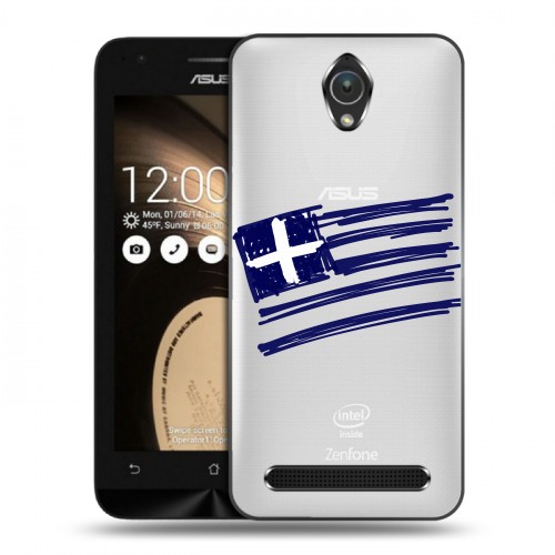Полупрозрачный дизайнерский пластиковый чехол для ASUS ZenFone Go 4.5 флаг греции