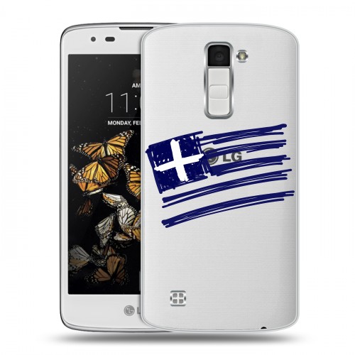 Полупрозрачный дизайнерский пластиковый чехол для LG K8 флаг греции