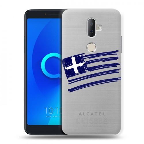 Полупрозрачный дизайнерский пластиковый чехол для Alcatel 3V флаг греции