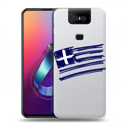 Полупрозрачный дизайнерский пластиковый чехол для ASUS ZenFone 6 ZS630KL флаг греции